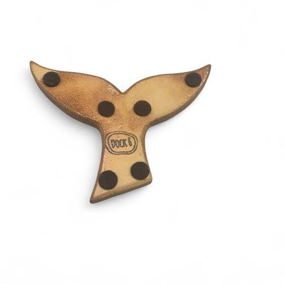 Dock 6 Pottery Whale Tail Stoneware Coaster Trivet Blue Crackled Glass Geode 6" - Picture 4 of 6